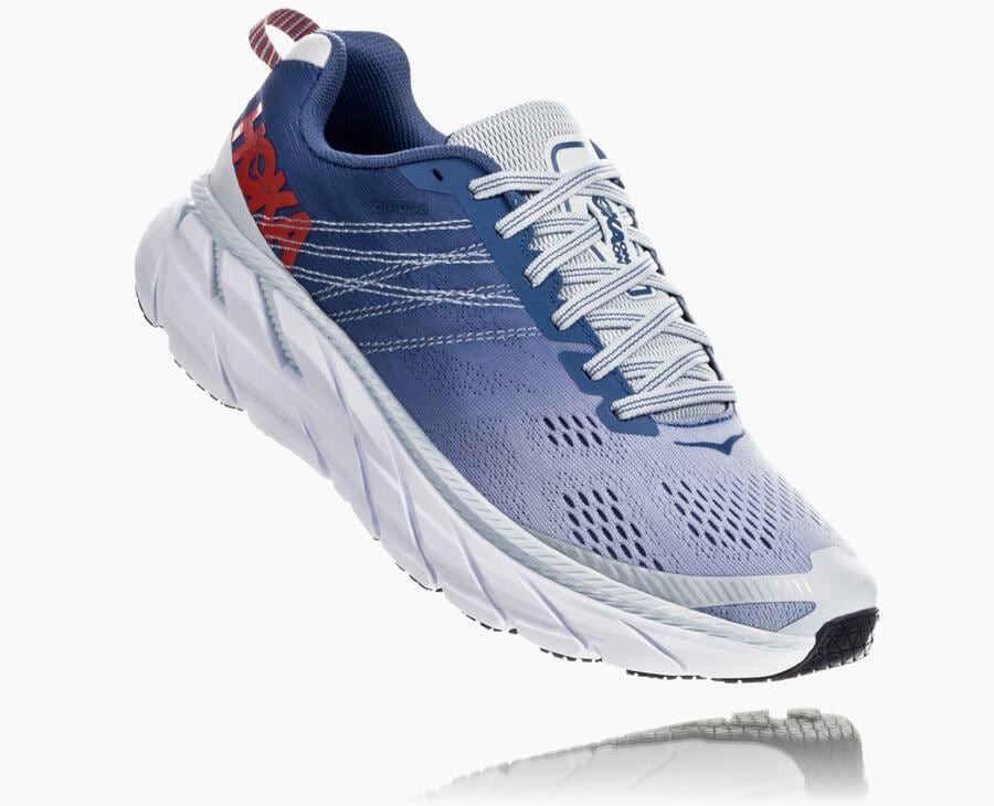 Hoka One One Walking Shoes Womens Blue/White - Clifton 6 - 24169NMBV